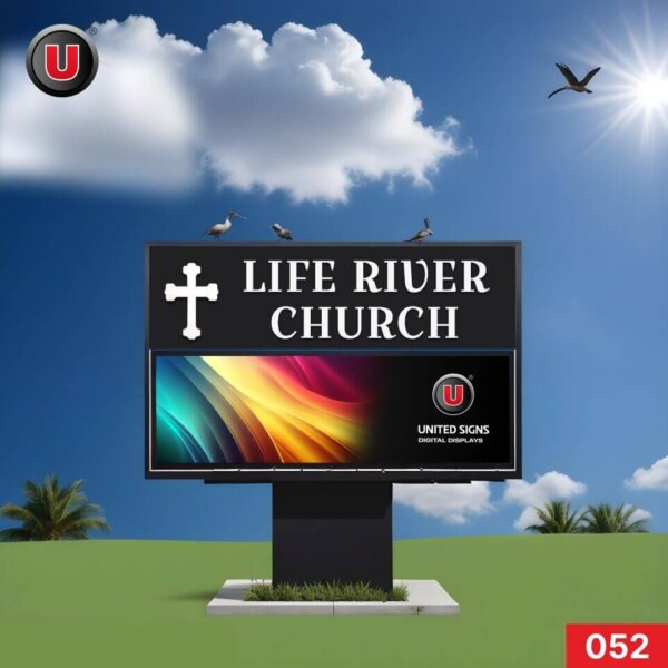 P8 (8mm) 3'h x 6'w LED Digital Church Sign 052 - IP67 Rated