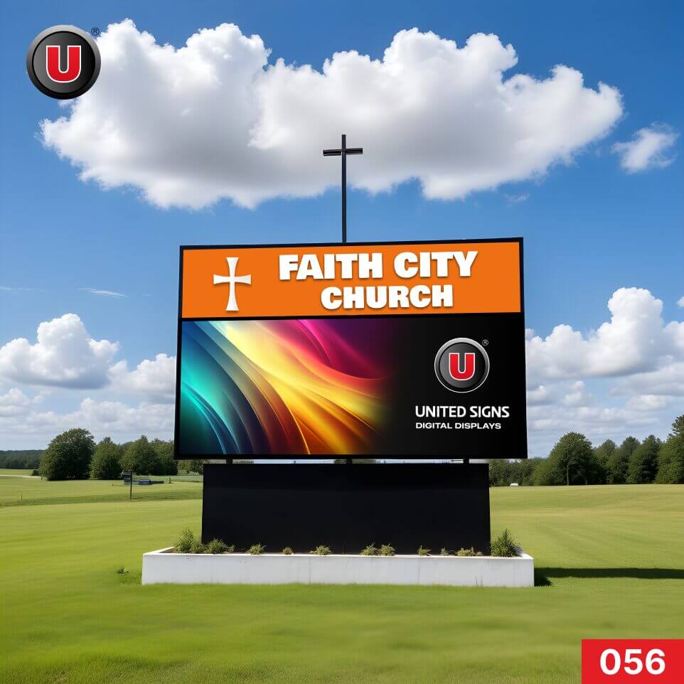 P8 (8mm) 3'h x 6'w LED Digital Church Sign 056 - IP67 rated Outdoor Church Sign