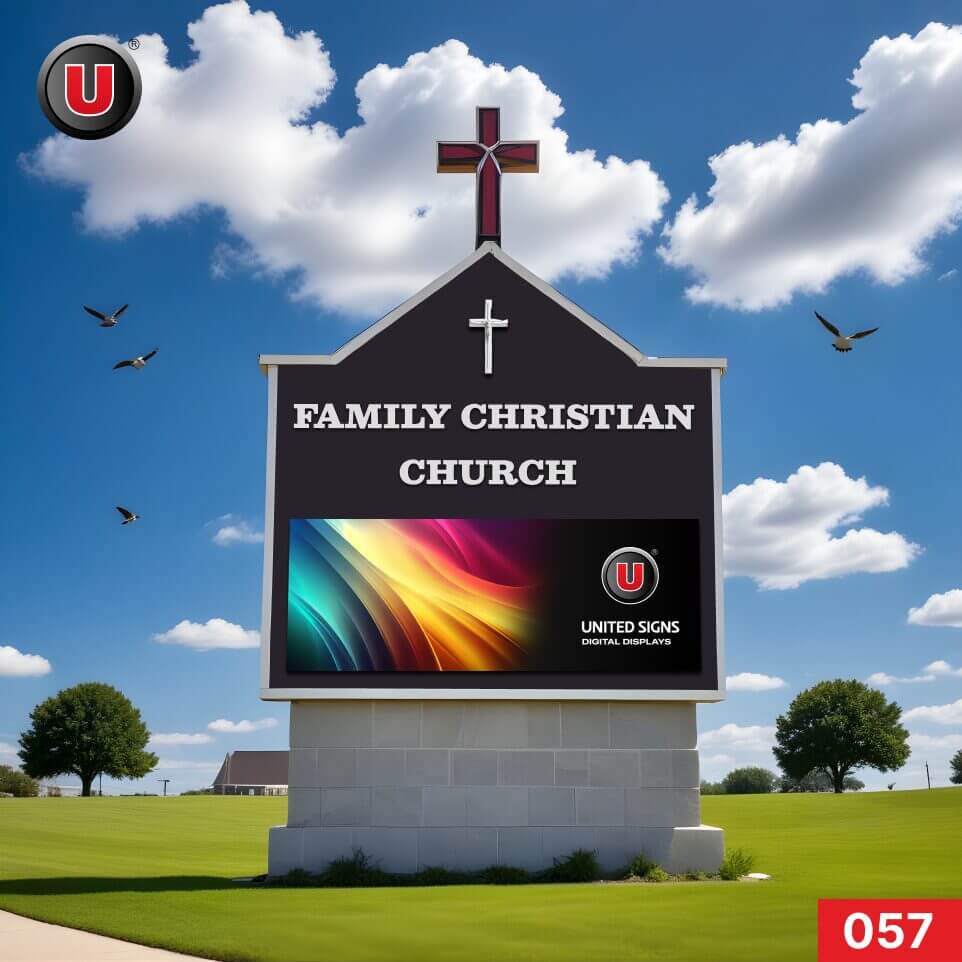 P8 (8mm)  3'h x 6'w Digital LED Church Sign 057 - High Brightness