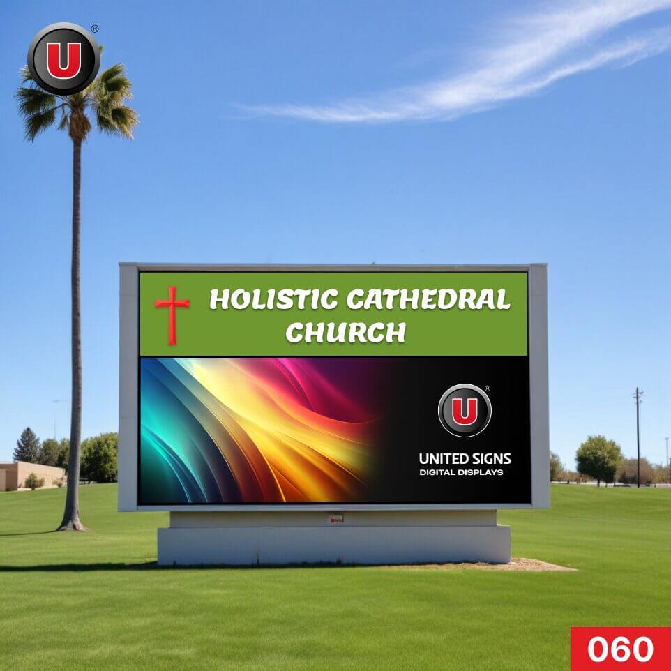 High Resolution P8 (8mm) 3'h x 6'w LED Digital Church Sign 060