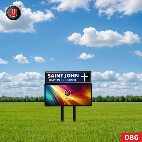 3'h x 6'w Digital LED Pole Church Sign 086