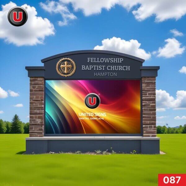 6'h x 10'w Digital LED Monument Church Sign 087