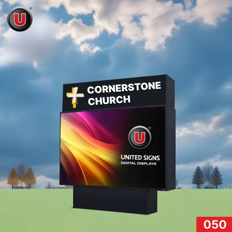 P8 (8mm) 4’h x 8’w Digital LED Church Sign 050 – IP67 Rated for Outdoor Use