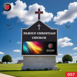 P8 (8mm) 3'h x 6'w Digital LED Church Sign 057 - High Brightness