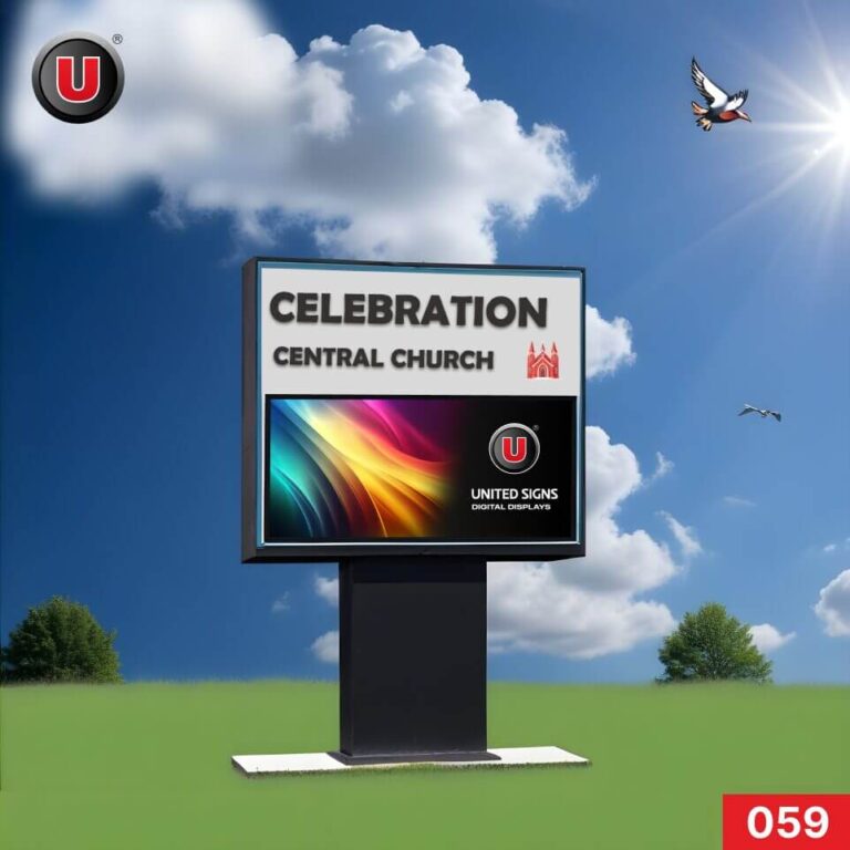 ​​​​​​​P8 (8mm) 3’h x 6’w LED Digital Church Sign 059 – Wifi & USB Programmable