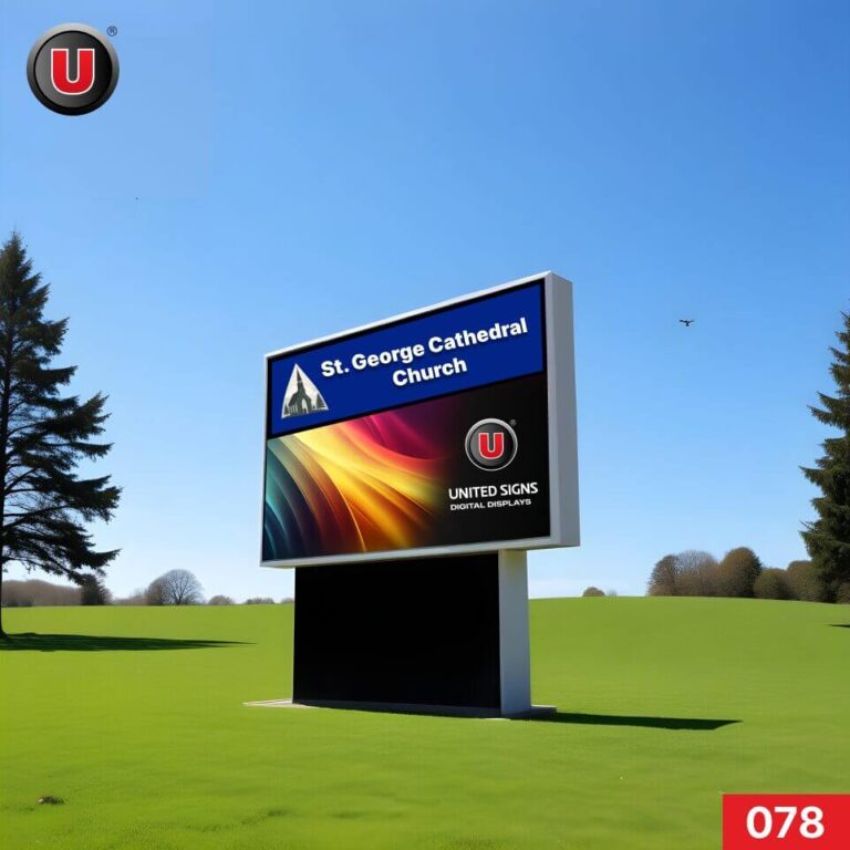 ​​​​​​​P8 (8mm) 4’h x 8’w LED Digital Church Sign 078 – WiFi and USB Enabled