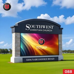 P8 (8mm) 6'h x 10'w Digital LED Monument Church Sign 088