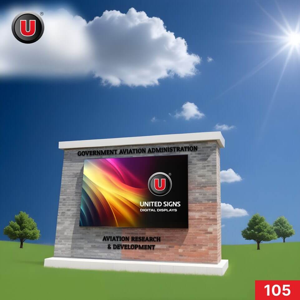 P8 (8mm) 4'h x 8'w LED Digital Government Brick Monument Sign 105 - Free Support