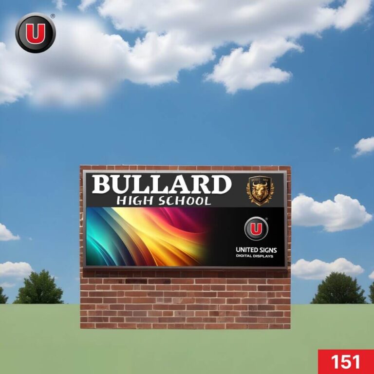 P8 (8mm) 3’h x 6’w LED Digital School Sign 151 – Bright High Resolution