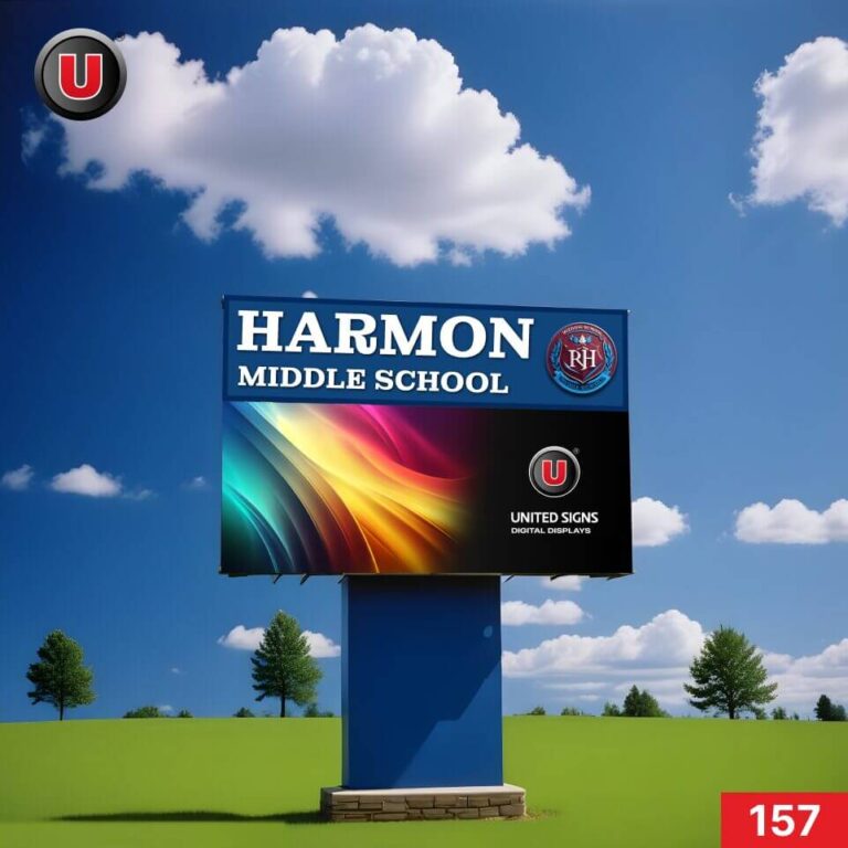P8 (8mm) 4’h x 8’w LED Digital School Sign 157 – High Brightness IP67 Rated