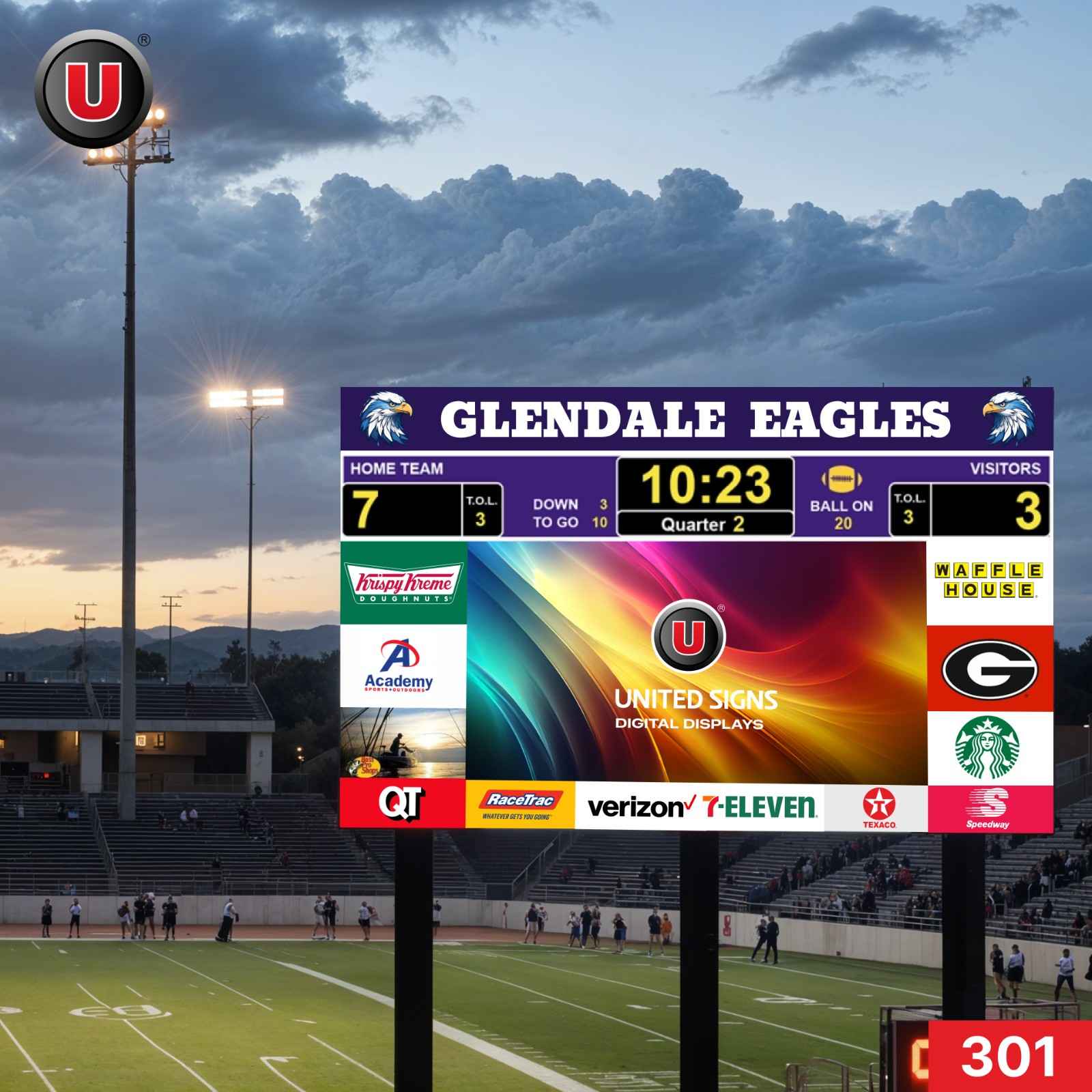 High Quality 18'h x 36'w Electronic Digital LED Scoreboard Display Panel 301