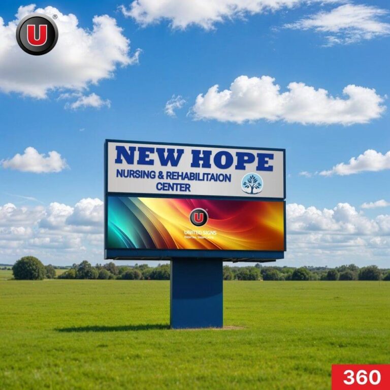 P8 (8mm) 3’h x 8’w Digital LED Pylon Sign 360