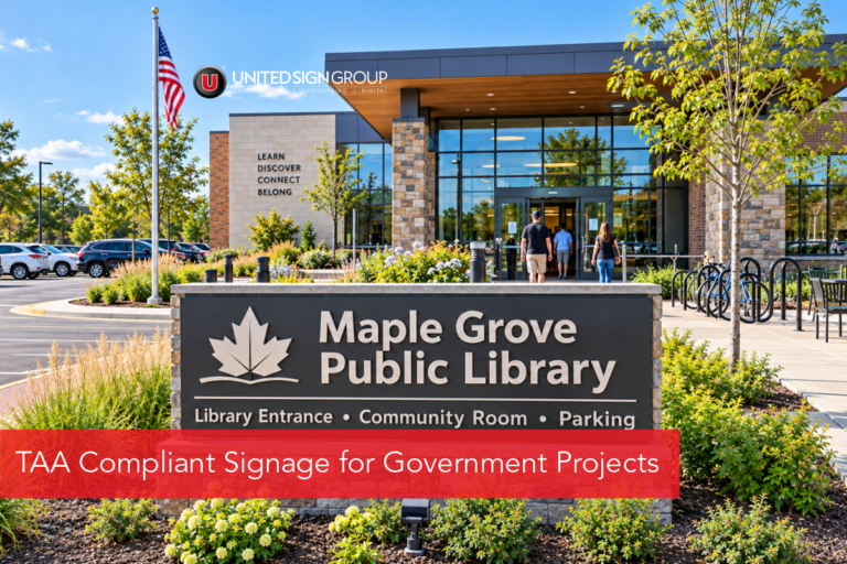 United Signs is TAA Compliant: What That Means for Government & Public-Sector Signage