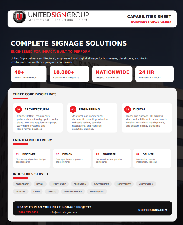United Signs Capabilities Sheet