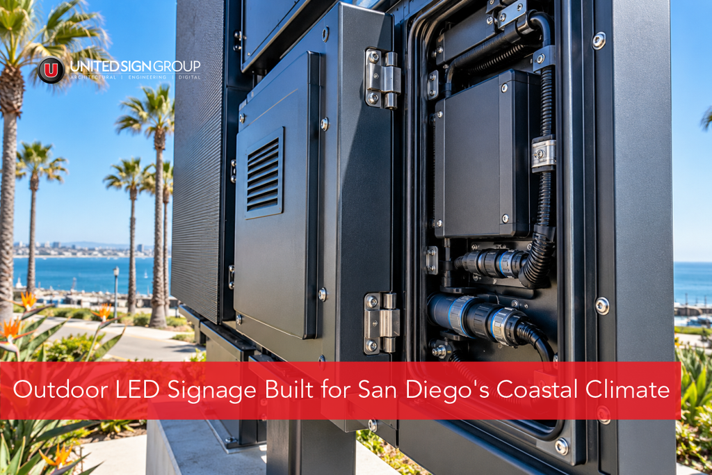 Marine-grade LED sign installation in San Diego
